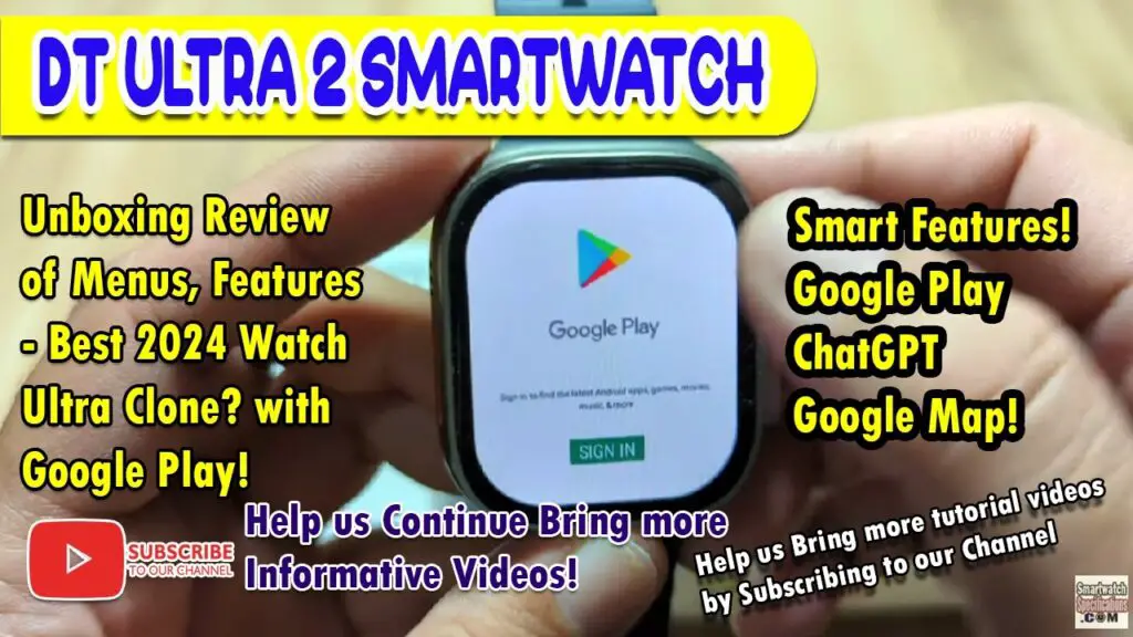 DT Ultra 2 Smartwatch Review of Menus,  Features - Best 2024 Watch Ultra Clone? with Google Play!